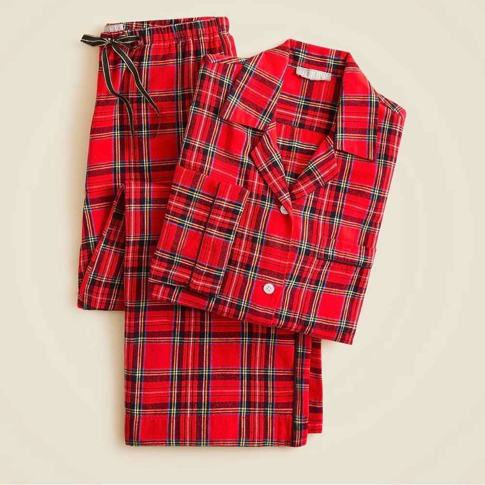 NWT! J Crew Women’s Red Plaid Flannel Pajama Set